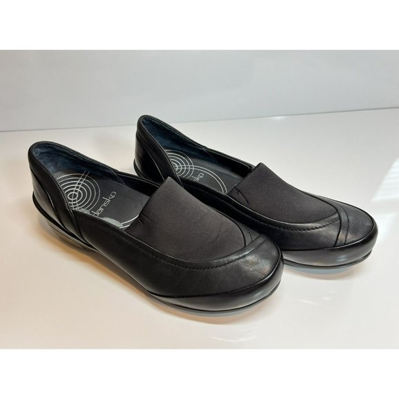Women’s Dansko Black Leather Comfort Clogs Stretch Knit, Size 8 in US. - Picture 8 of 11